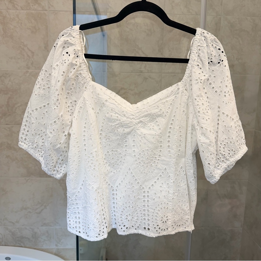 H&M White Eyelet Blouse